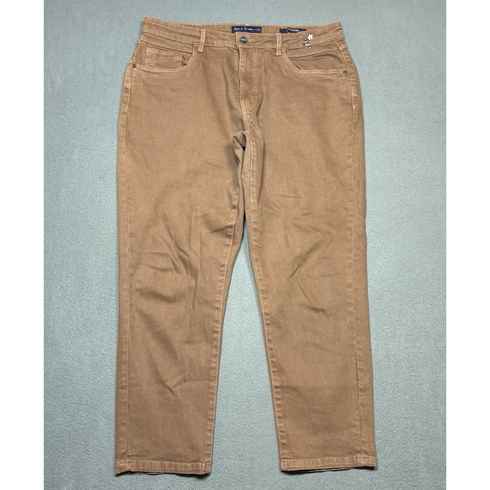 Mast & Harbour Boyfriend Fit Jeans Womens 34x26 Tan Brown Stretch Denim Pants